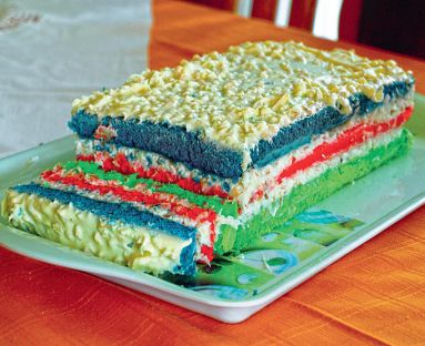 Ciasto trójkolorowy przekładaniec