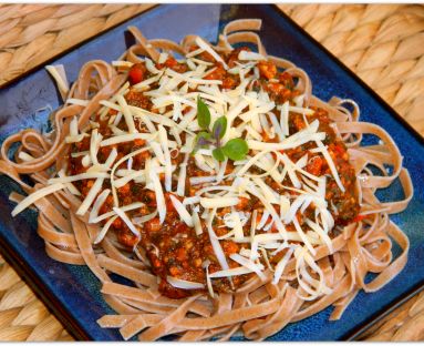 Spaghetti szpinakowo-paprykowe