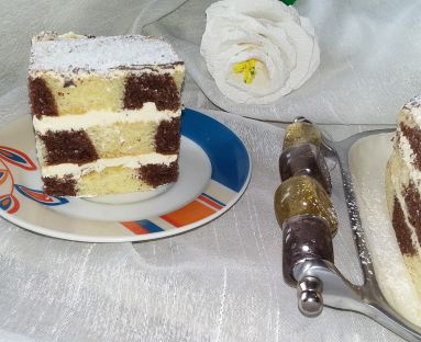 dwukolorowe ciasto z masą