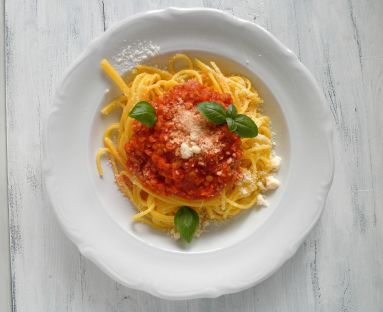spagetti z soczewicą