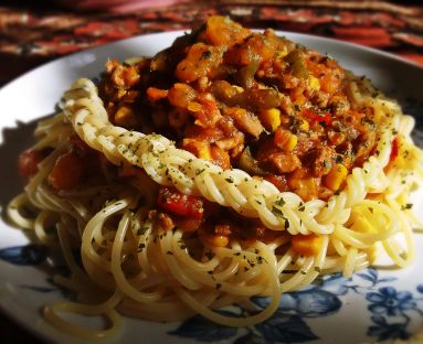 MAKARON spaghetti z JESIENNYM SOSEM z dodatkiem dyni