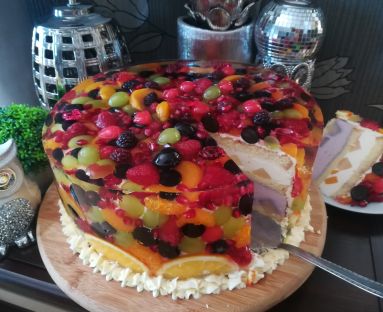 Tort owocowy w galaretce 2w1