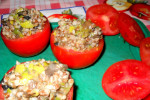 Pomidory faszerowane kaszą gryczaną  pieczarkami i porą