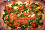 Ziemniaczano-szpinakowa zapiekanka z pomidorami