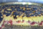 Ciasto z czerwonym agrestem i polewą w blaszce