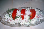 Letnia sałatka z pomidora, ogórka i szynki