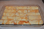 Naleśniki z serem zapiekane w sosie budyniowym