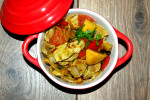 Żołądki curry z papryką,cebulą i pieczarkami