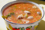 ze świeżych pomidorów zupa z ryżem na serduszkach kurczaka