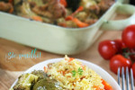 ryż pieczony z mięsem i warzywami
