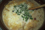 Zupa cebulowa z soczewicą i wiśniami