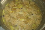 Zupa z fasolki szparagowej, pora i rabarbary z suszoną śliwką i kluskami bułczanymi