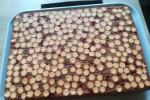 Ciasto czekoladowe- odwrócone z owocami i biszkopcikami