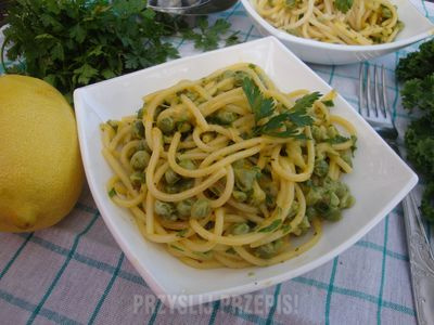 Cytrynowo-groszkowe spaghetti