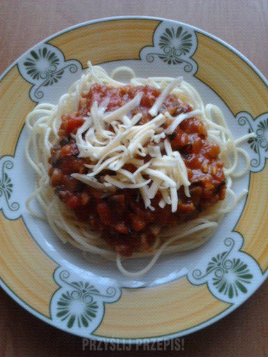 spaghetti z pieczarkami