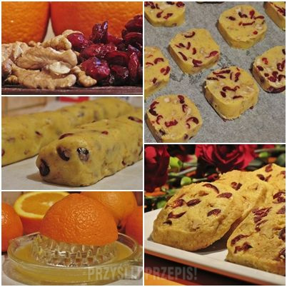 Ciasteczka pomarańczowo - żurawinowe