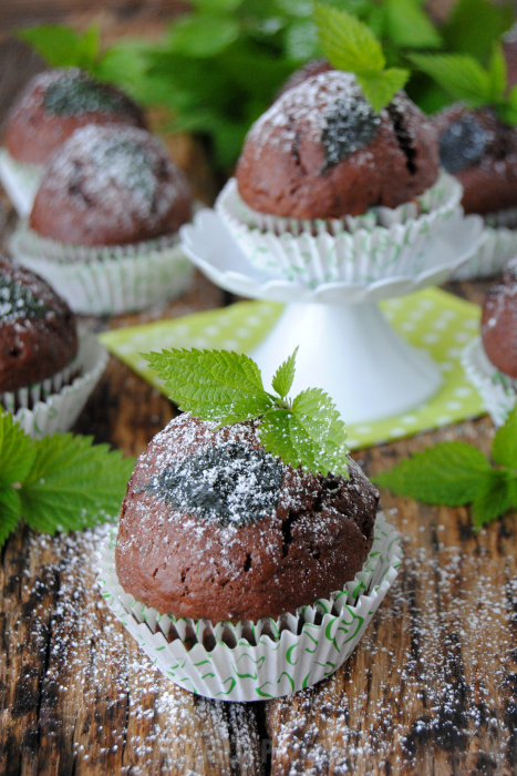 Kakaowe muffiny z pokrzywą