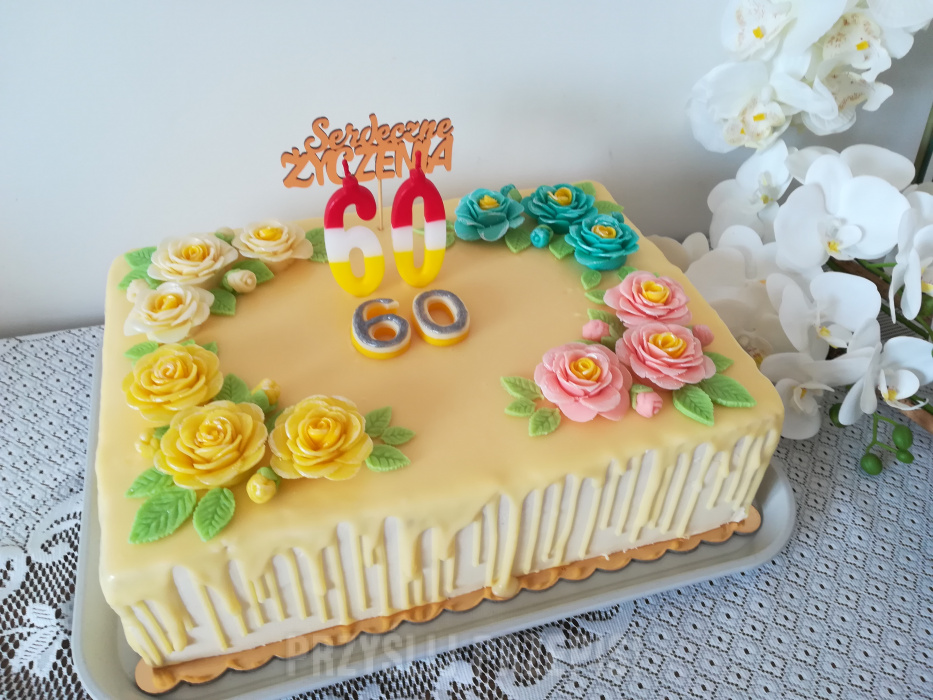 Tort urodzinowy na 60-lat - prostokątny