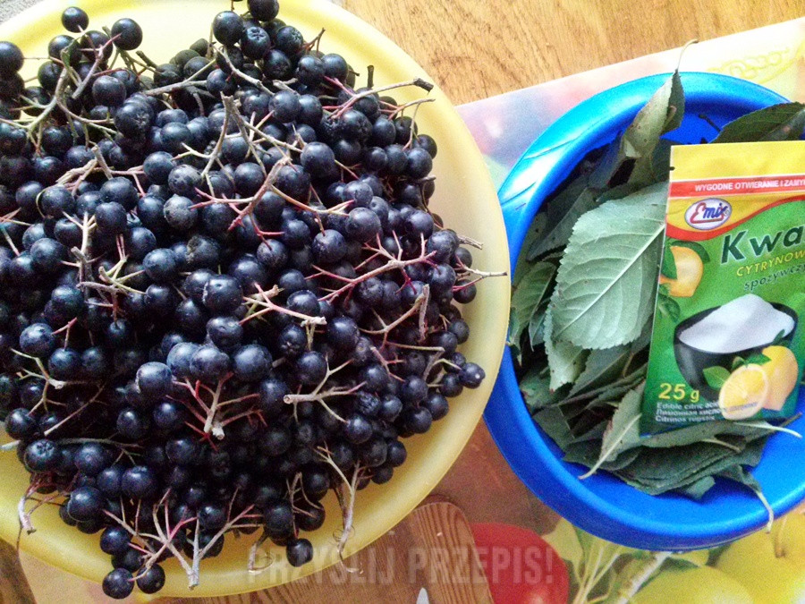 aronia, liście z wiśni i kwasek cytrynowy
