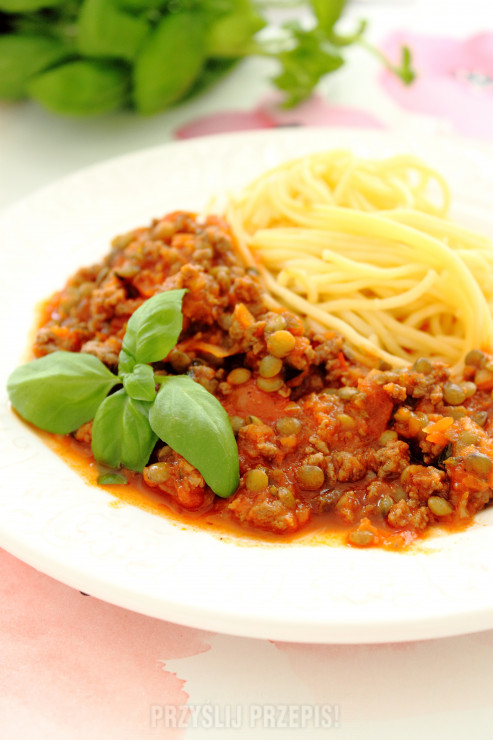 Spaghetti z zieloną soczewicą