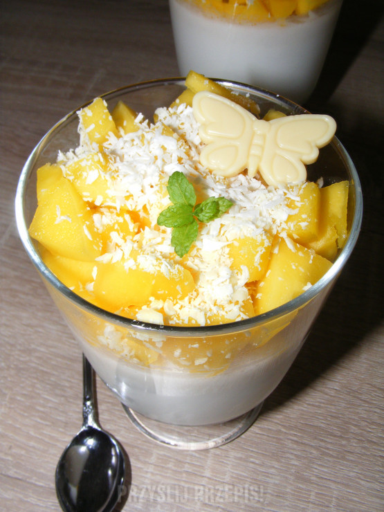 Kokosowo czekoladowa  panna cotta z mango